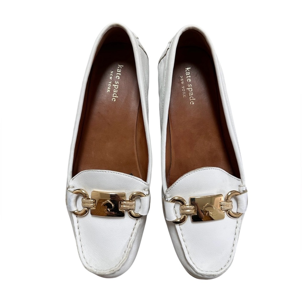 KATE SPADE NEW YORK Womens Leather White Loafers Shoes Size 8
